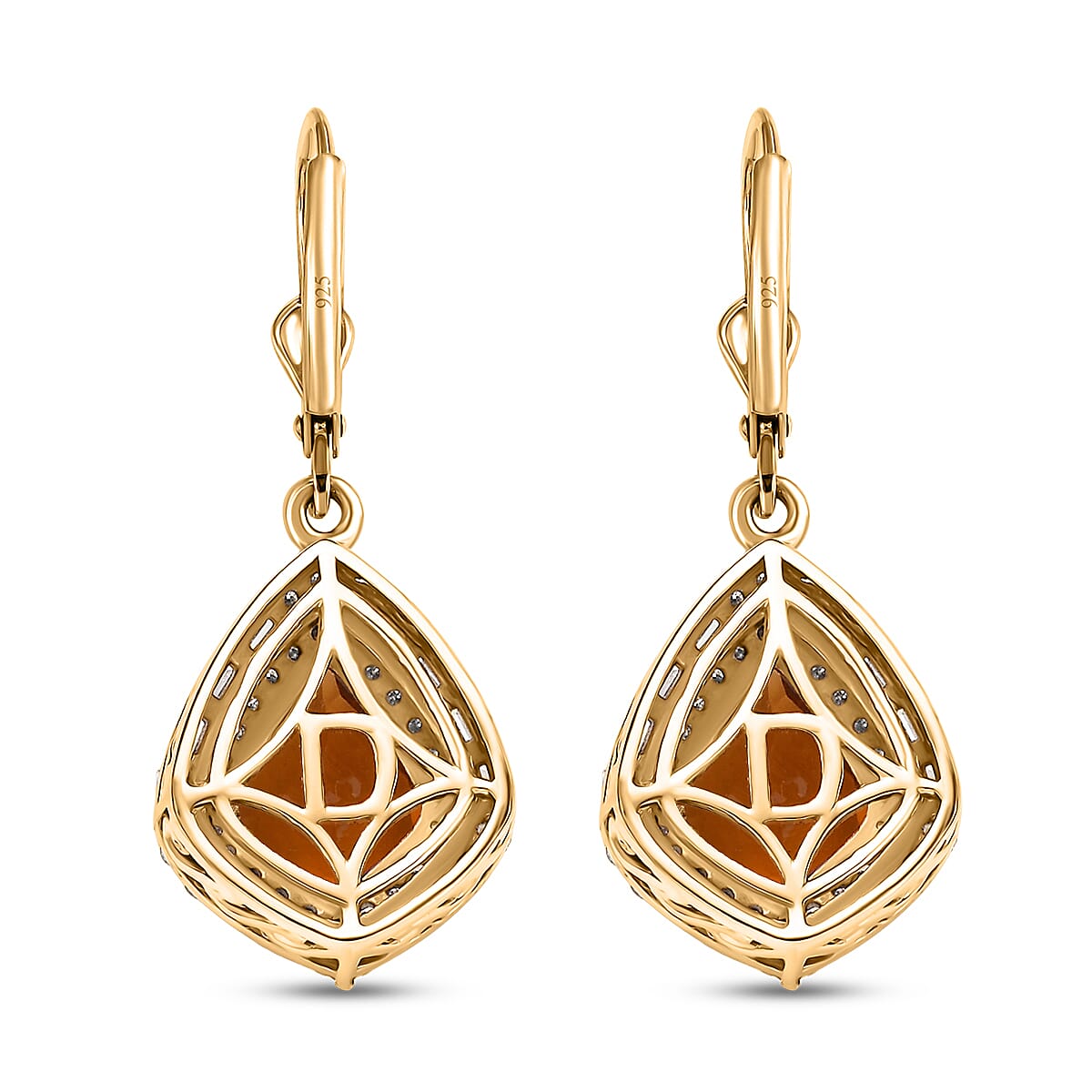 Epic Deal D'Joy Premium Santa Ana Madeira Citrine and Moissanite 3.80 ctw Shield Earrings in 18K Vermeil Yellow Gold Over Sterling Silver image number 4