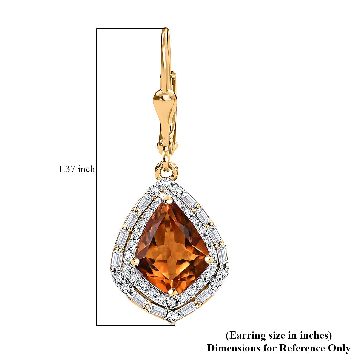 Epic Deal D'Joy Premium Santa Ana Madeira Citrine and Moissanite 3.80 ctw Shield Earrings in 18K Vermeil Yellow Gold Over Sterling Silver image number 5