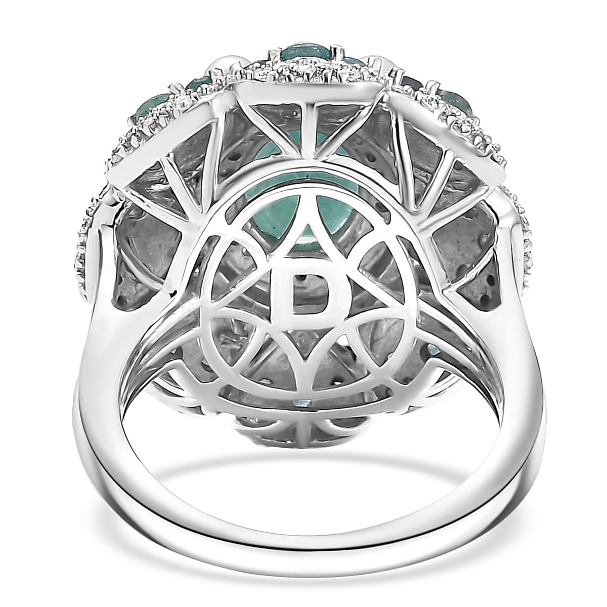 D'Joy Premium Grandidierite and Multi Gemstone 3.80 ctw Art Deco Ring in Rhodium Over Sterling Silver (Size 7.0)