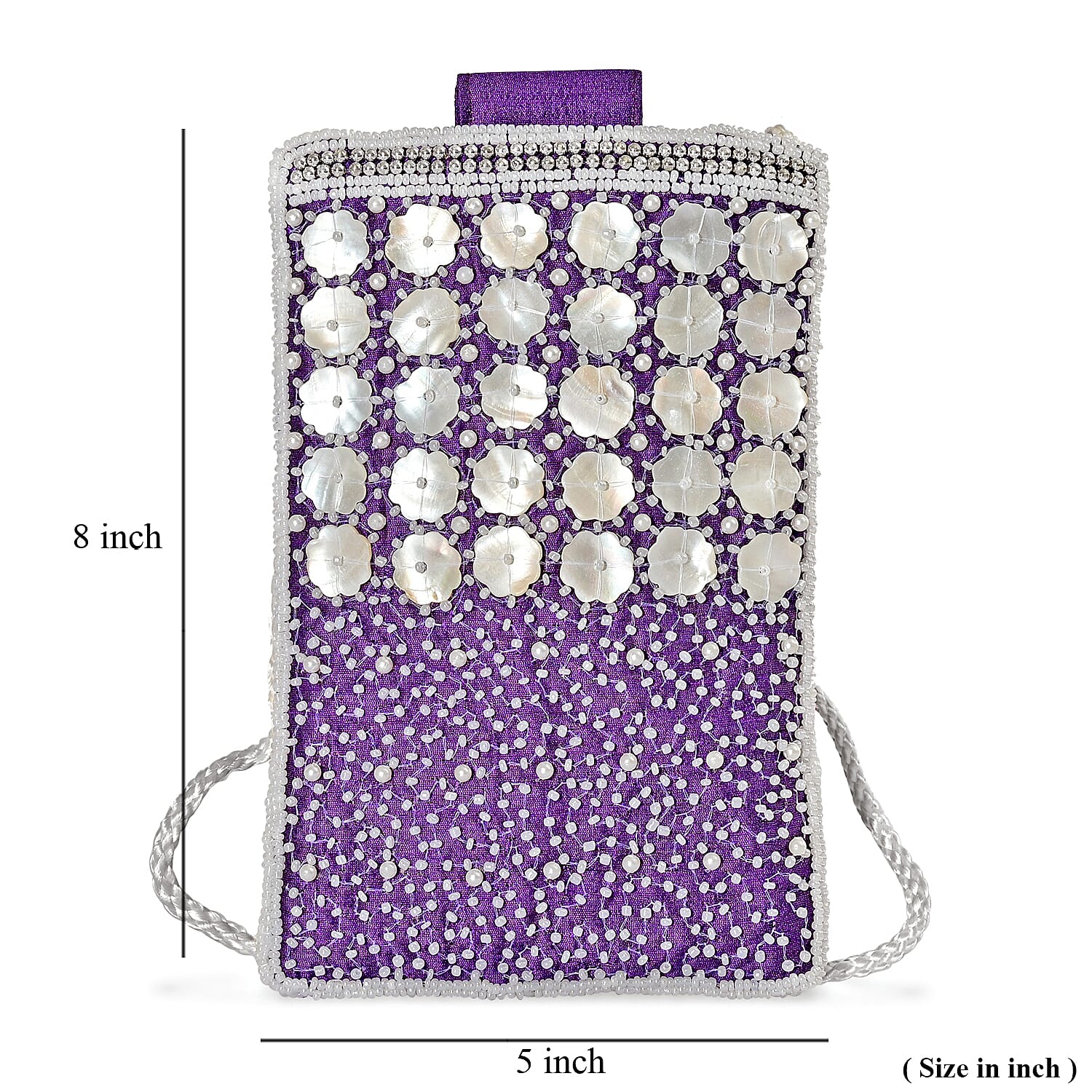 TAMSY Purple Bead Work Dupion Silk Crossbody Bag