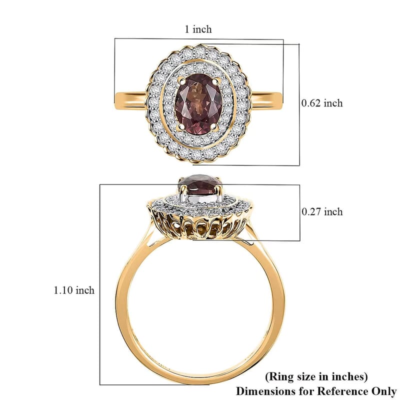 Certified & Appraised Luxoro 10K Yellow Gold AAA Madagascar Color Change Garnet, Diamond (I2) (0.47 cts) Ring (Size 12.0) 2.00 ctw