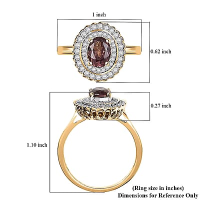 Certified & Appraised Luxoro 10K Yellow Gold AAA Madagascar Color Change Garnet, Diamond (I2) (0.47 cts) Ring (Size 5.0) 2.00 ctw