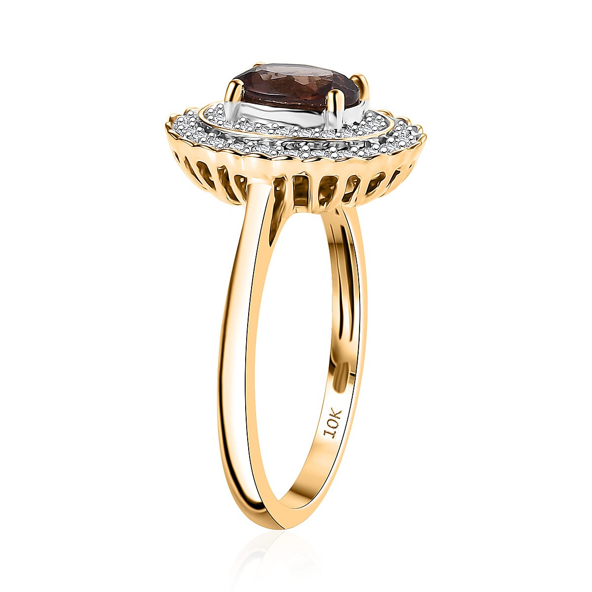 Certified & Appraised Luxoro AAA Madagascar Color Change Garnet and I2 Diamond 2.00 ctw Ring in 10K Yellow Gold (Size 6.0) image number 3