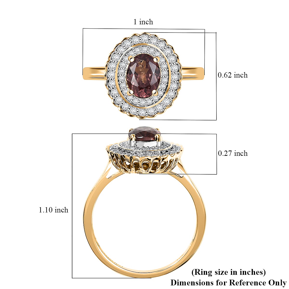 Certified & Appraised Luxoro AAA Madagascar Color Change Garnet and I2 Diamond 2.00 ctw Ring in 10K Yellow Gold (Size 6.0) image number 5