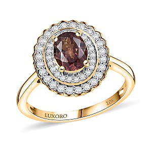 Certified & Appraised Luxoro AAA Madagascar Color Change Garnet and I2 Diamond 2.00 ctw Ring in 10K Yellow Gold (Size 7.0)