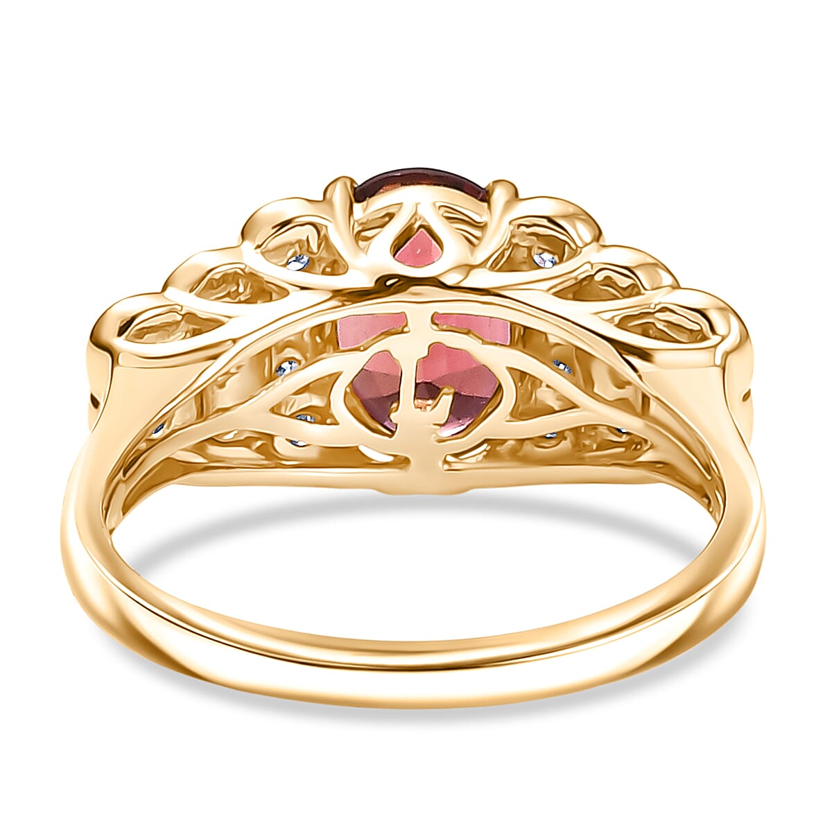 Certified & Appraised Luxoro AAA Madagascar Color Change Garnet and I2 Diamond 1.75 ctw Ring in 10K Yellow Gold (Size 6.0) image number 4