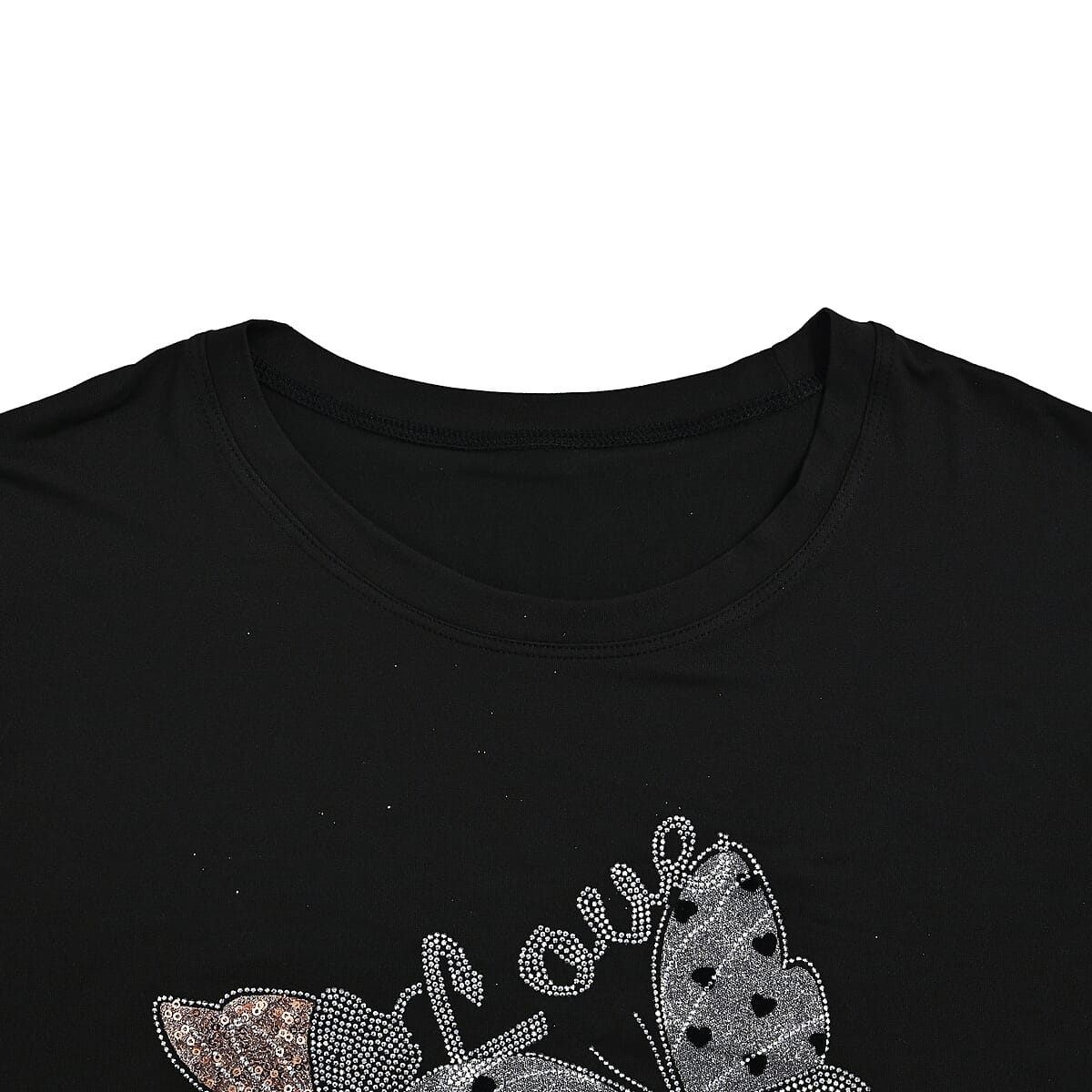 Doorbuster Tamsy Black Butterfly Design Short Sleeve Shirt - One Size Fits Up to XLarge image number 5