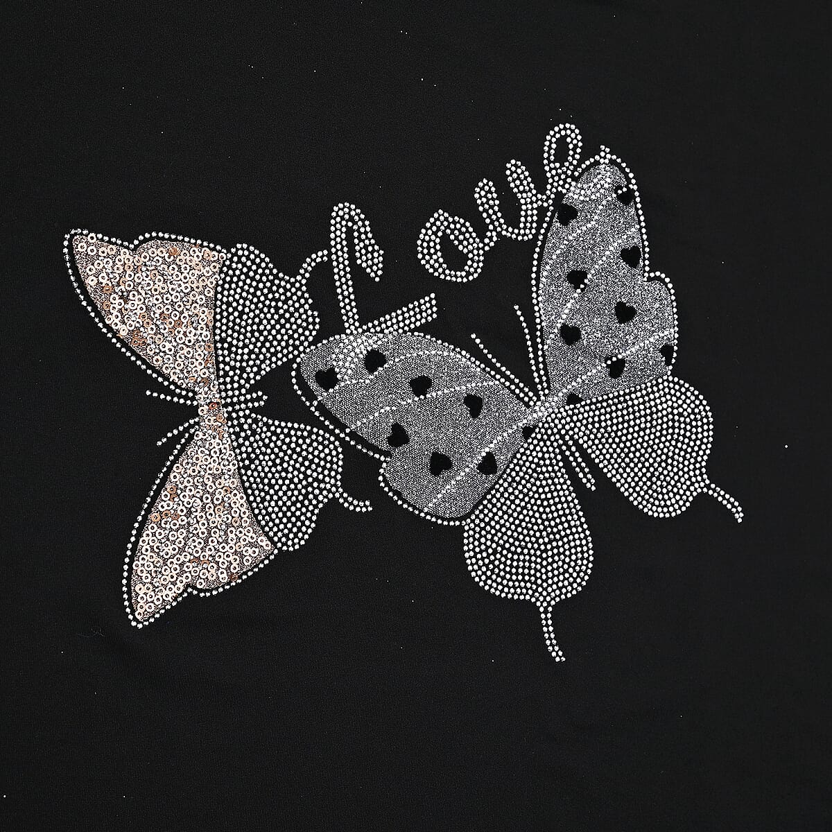 Doorbuster Tamsy Black Butterfly Design Short Sleeve Shirt - One Size Fits Up to XLarge image number 6