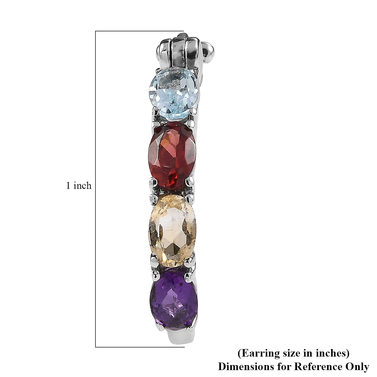 EverTrue Multi Gemstone 4.00 ctw Hoop Earrings in Stainless Steel  image number 4