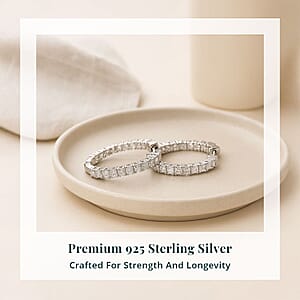 Luxuriant Lab Grown Diamond Hoop Earrings in Rhodium Over Sterling Silver 2.00 ctw