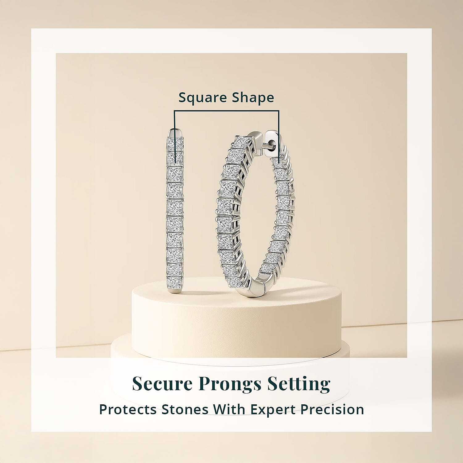 Luxuriant Lab Grown Diamond Hoop Earrings in Rhodium Over Sterling Silver 2.00 ctw