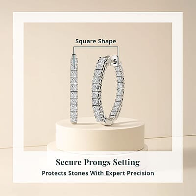 Luxuriant Lab Grown Diamond Hoop Earrings in Rhodium Over Sterling Silver 2.00 ctw