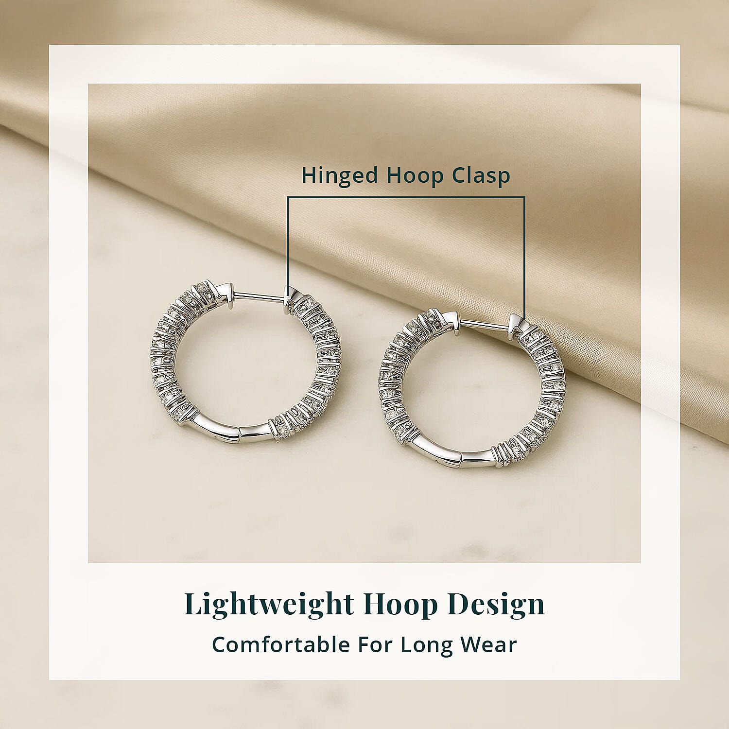 Luxuriant Lab Grown Diamond Hoop Earrings in Rhodium Over Sterling Silver 2.00 ctw