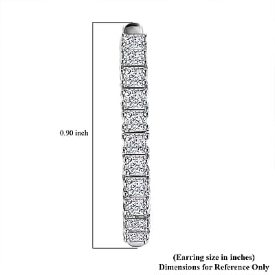 Luxuriant Lab Grown Diamond Hoop Earrings in Rhodium Over Sterling Silver 2.00 ctw