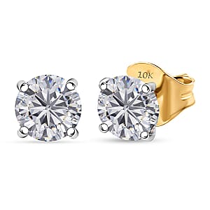 SGL Certified Luxuriant Lab Grown Diamond G-H SI 1.50 ctw Solitaire Stud Earrings in 10K Yellow Gold