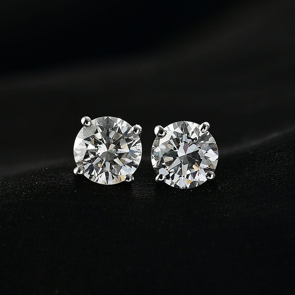 SGL Certified Luxuriant Lab Grown Diamond G-H SI 1.50 ctw Solitaire Stud Earrings in 10K Yellow Gold image number 1