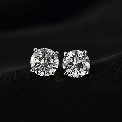 SGL Certified Luxuriant Lab Grown Diamond G-H SI 1.50 ctw Solitaire Stud Earrings in 10K Yellow Gold