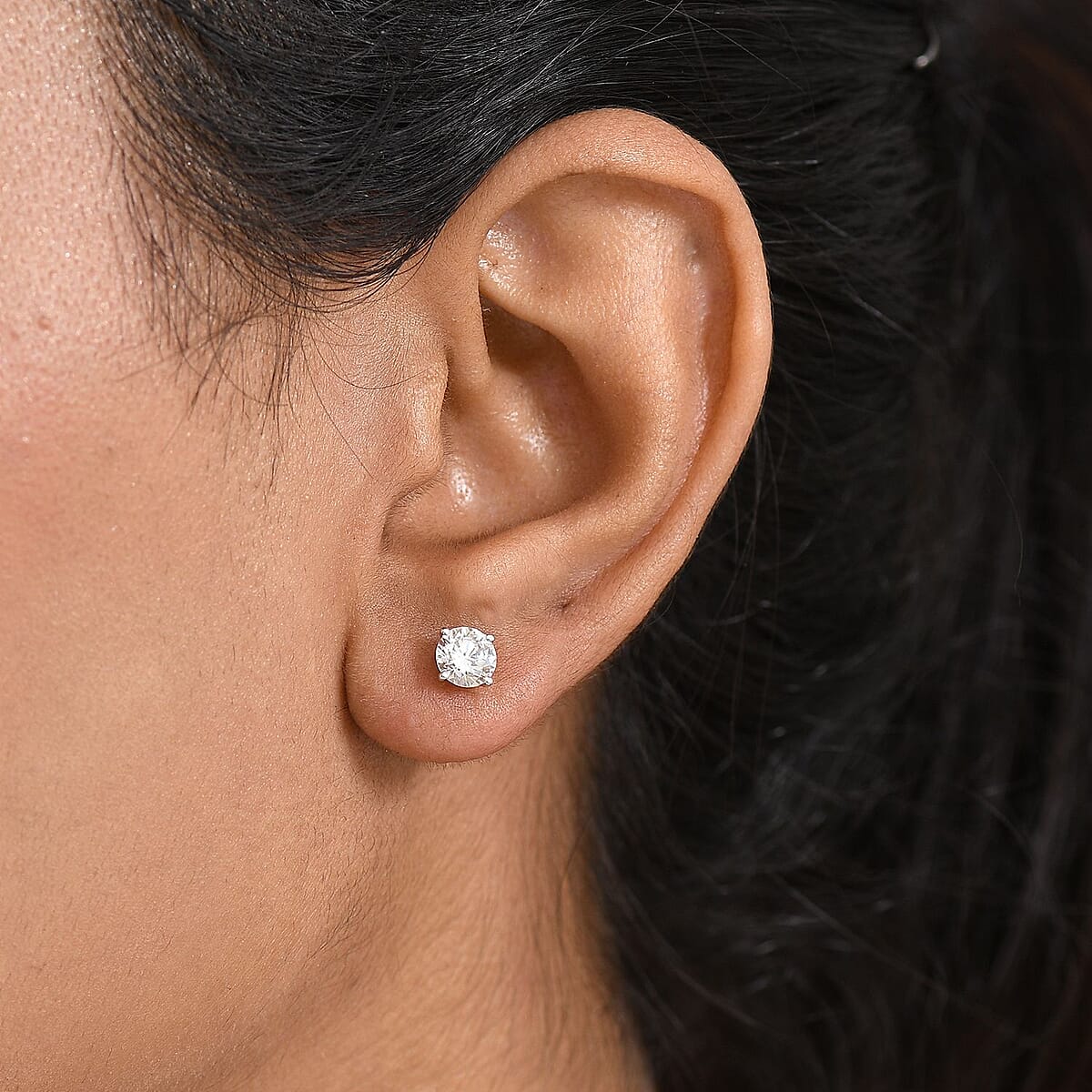 SGL Certified Luxuriant Lab Grown Diamond G-H SI 1.50 ctw Solitaire Stud Earrings in 10K Yellow Gold image number 2