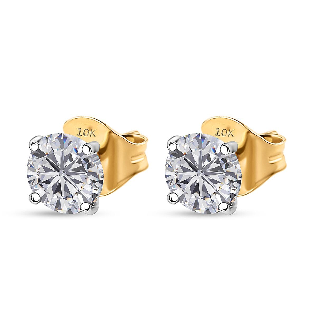 SGL Certified Luxuriant Lab Grown Diamond G-H SI 1.50 ctw Solitaire Stud Earrings in 10K Yellow Gold image number 3