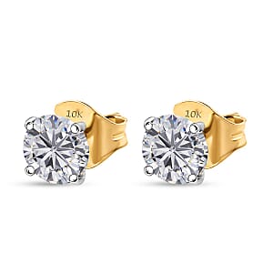 SGL Certified Luxuriant Lab Grown Diamond G-H SI 1.50 ctw Solitaire Stud Earrings in 10K Yellow Gold