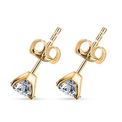 SGL Certified Luxuriant Lab Grown Diamond G-H SI 1.50 ctw Solitaire Stud Earrings in 10K Yellow Gold