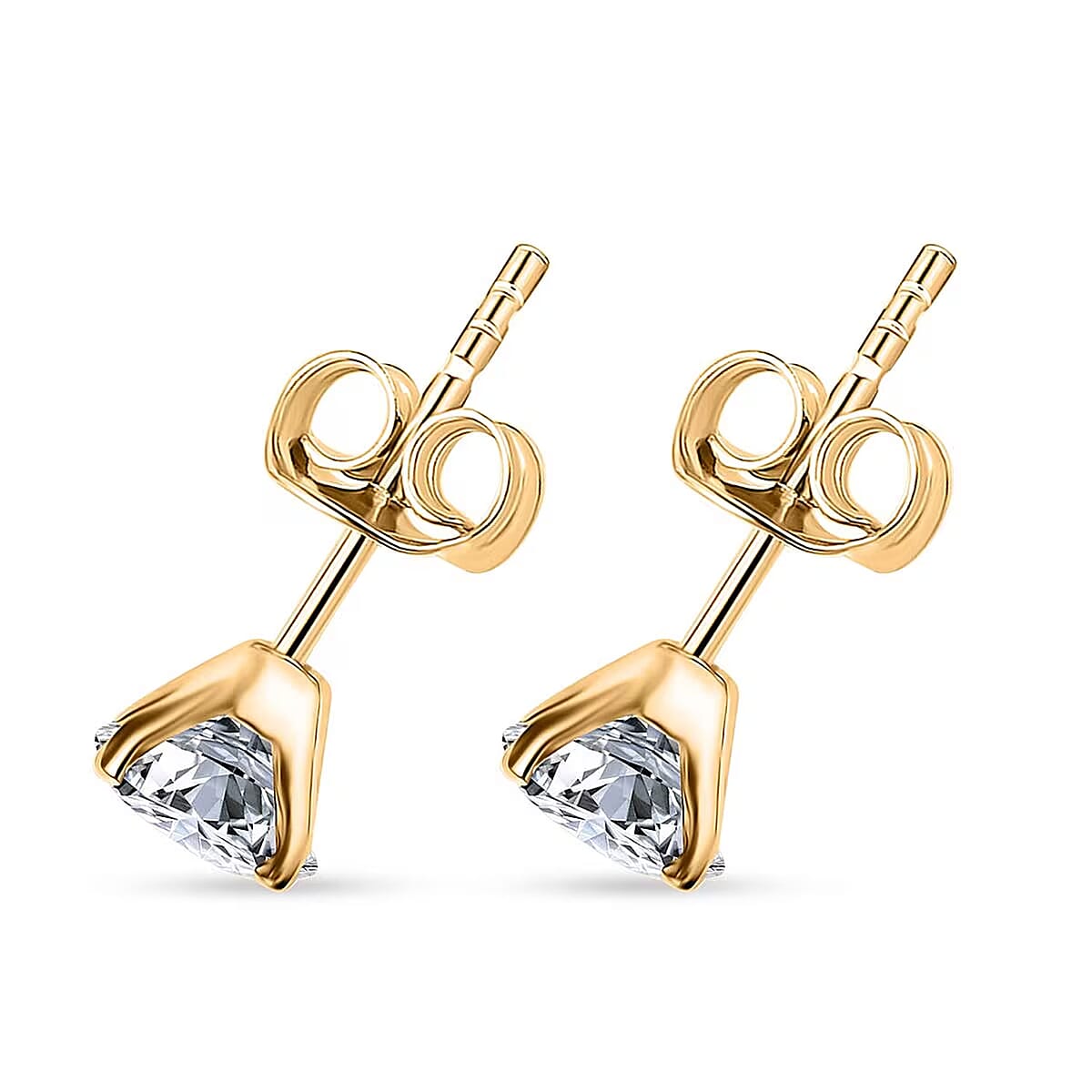 SGL Certified Luxuriant Lab Grown Diamond G-H SI 1.50 ctw Solitaire Stud Earrings in 10K Yellow Gold image number 7