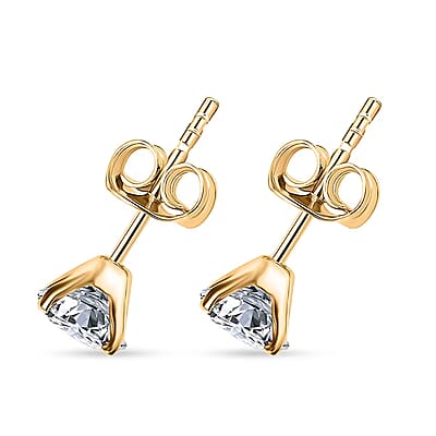 SGL Certified Luxuriant Lab Grown Diamond G-H SI 1.50 ctw Solitaire Stud Earrings in 10K Yellow Gold