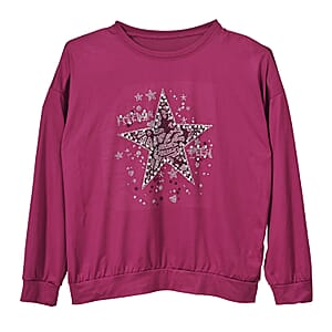 Doorbuster Tamsy Purple Bold Star Crystal Long Sleeve Top - One Size Fits Up to XLarge