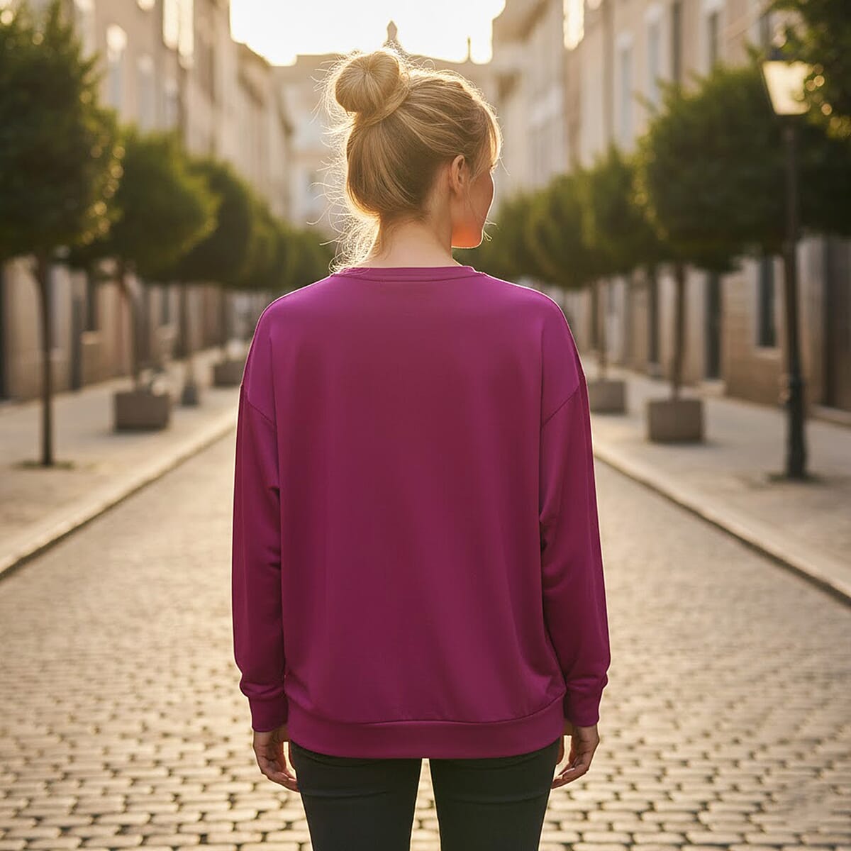 Doorbuster Tamsy Purple Bold Star Crystal Long Sleeve Top - One Size Fits Up to XLarge image number 2