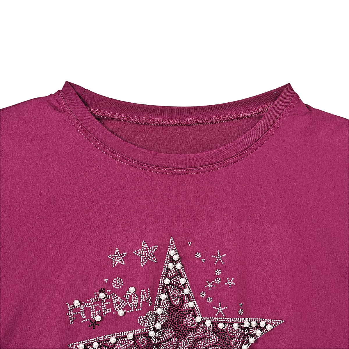 Doorbuster Tamsy Purple Bold Star Crystal Long Sleeve Top - One Size Fits Up to XLarge image number 4