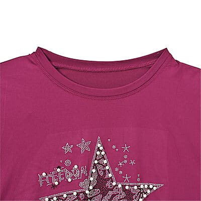 Tamsy Purple Bold Star Crystal Long Sleeve Top - One Size Fits Up to XLarge