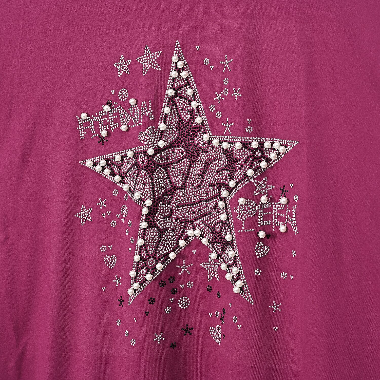  Tamsy Purple Bold Star Crystal Long Sleeve Top - One Size Fits Up to XLarge
