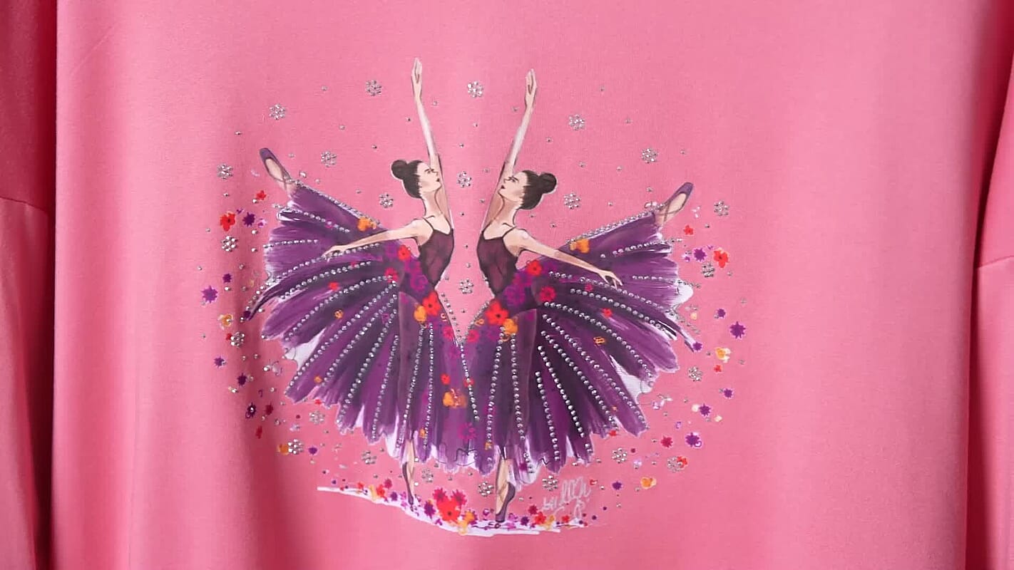 Tamsy Black Eye Catching Ballet Dancing Girls Crystal Long Sleeve Top - One Size Fits Up to XLarge