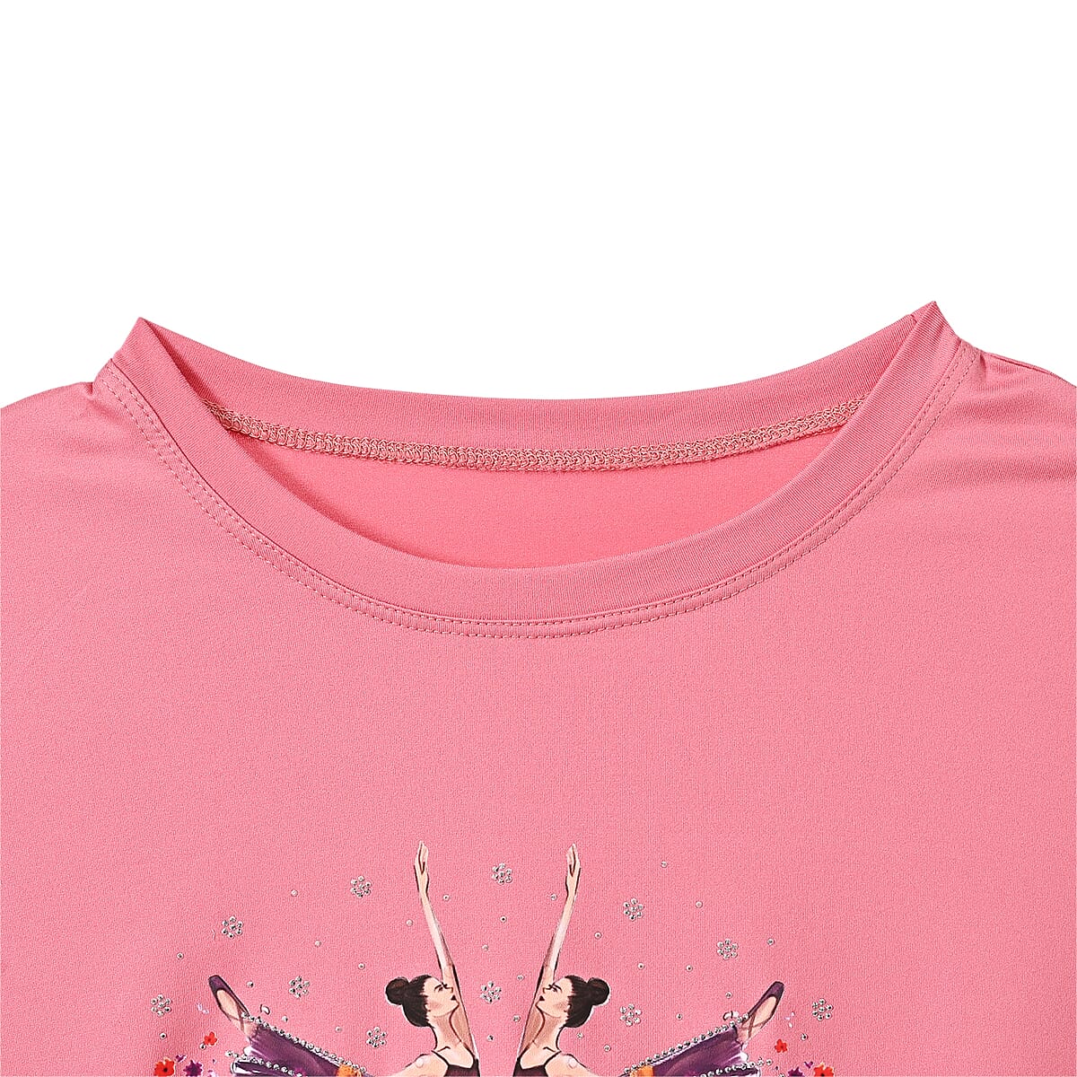 Doorbuster Tamsy Black Eye Catching Ballet Dancing Girls Crystal Long Sleeve Top - One Size Fits Up to XLarge image number 4