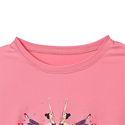 Tamsy Black Eye Catching Ballet Dancing Girls Crystal Long Sleeve Top - One Size Fits Up to XLarge