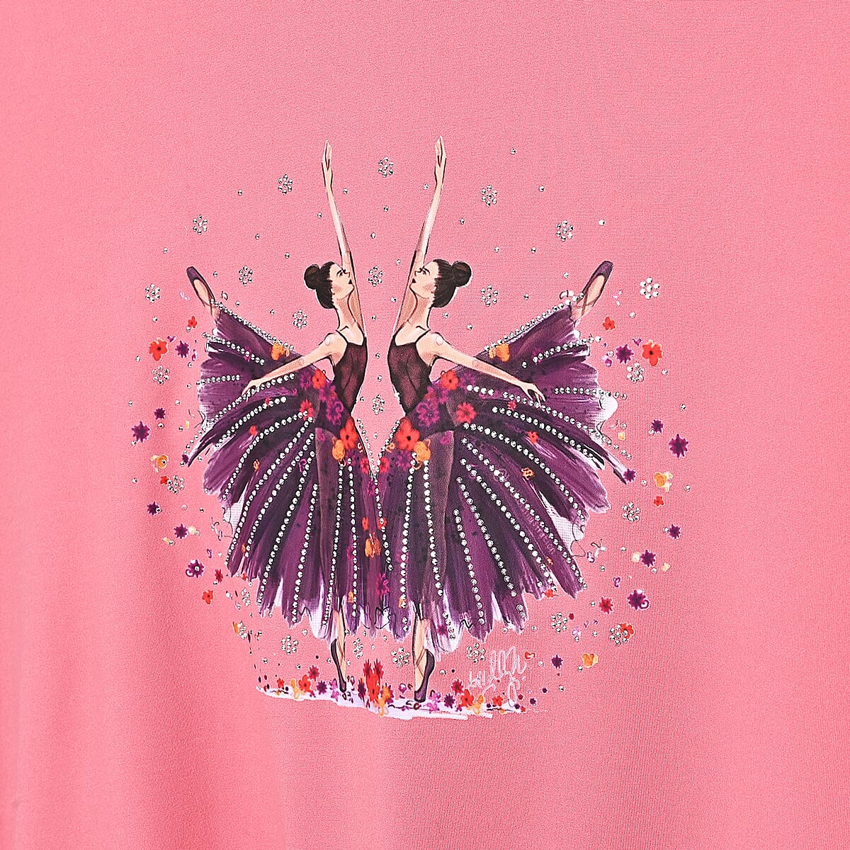 Doorbuster Tamsy Black Eye Catching Ballet Dancing Girls Crystal Long Sleeve Top - One Size Fits Up to XLarge image number 5