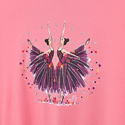 Tamsy Black Eye Catching Ballet Dancing Girls Crystal Long Sleeve Top - One Size Fits Up to XLarge
