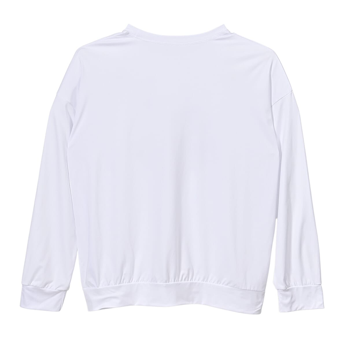  Tamsy White Eye Catching Lip Crystal Long Sleeve Top - One Size Fits Up to XLarge image number 3