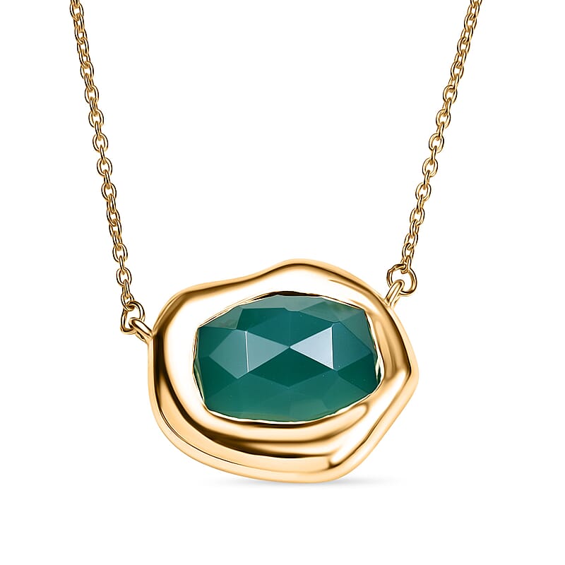 D'Joy Green Onyx 8.50 ctw Necklace in 18K YG Plated Sterling Silver 20 Inches
