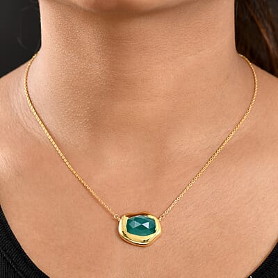 D'Joy Green Onyx 8.50 ctw Necklace in 18K YG Plated Sterling Silver 20 Inches