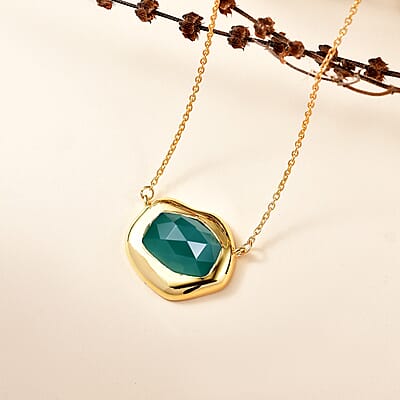 D'Joy Green Onyx 8.50 ctw Necklace in 18K YG Plated Sterling Silver 20 Inches