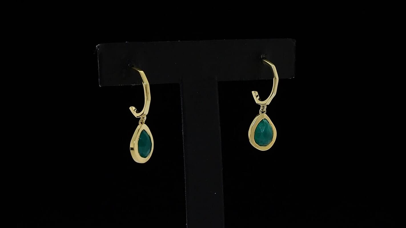 D'Joy Green Onyx 3.25 ctw Earrings in 18K Vermeil YG Over Sterling Silver