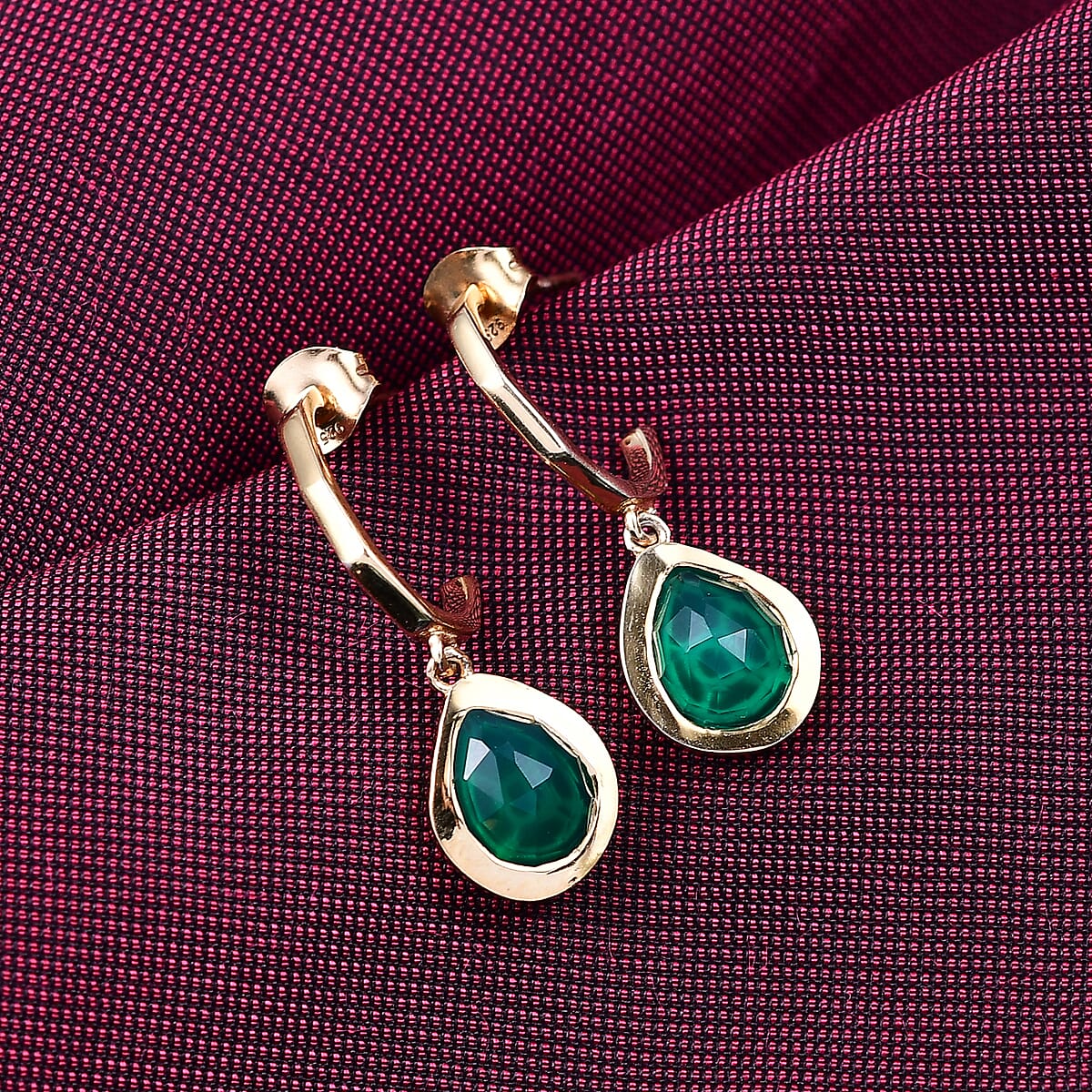 D'Joy Green Onyx 3.25 ctw Earrings in 18K Vermeil YG Over Sterling Silver image number 1