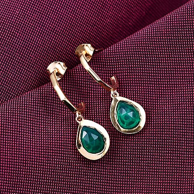 D'Joy Green Onyx 3.25 ctw Earrings in 18K Vermeil YG Over Sterling Silver