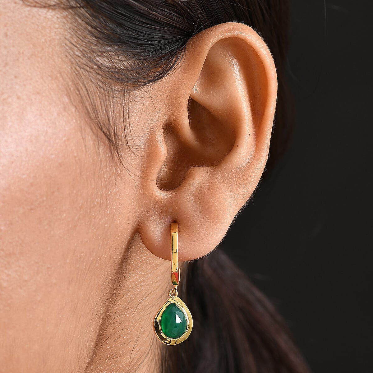 D'Joy Green Onyx 3.25 ctw Earrings in 18K Vermeil YG Over Sterling Silver image number 2