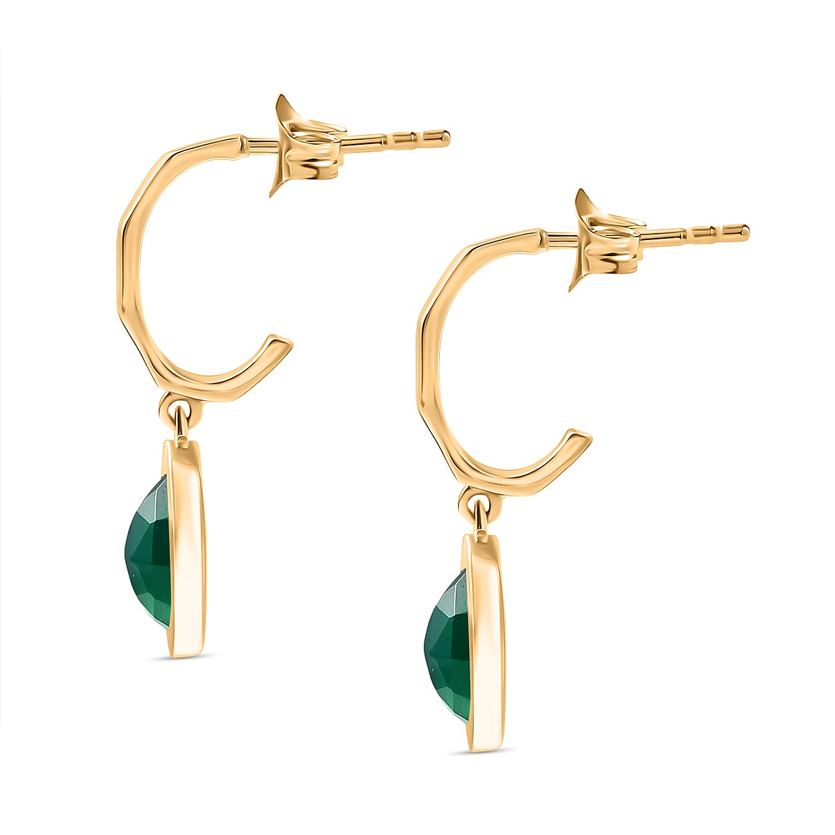 D'Joy Green Onyx 3.25 ctw Earrings in 18K Vermeil YG Over Sterling Silver image number 3