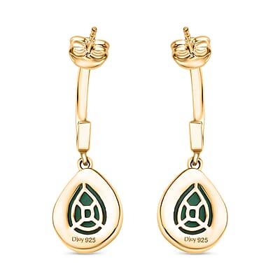 D'Joy Green Onyx 3.25 ctw Earrings in 18K Vermeil YG Over Sterling Silver