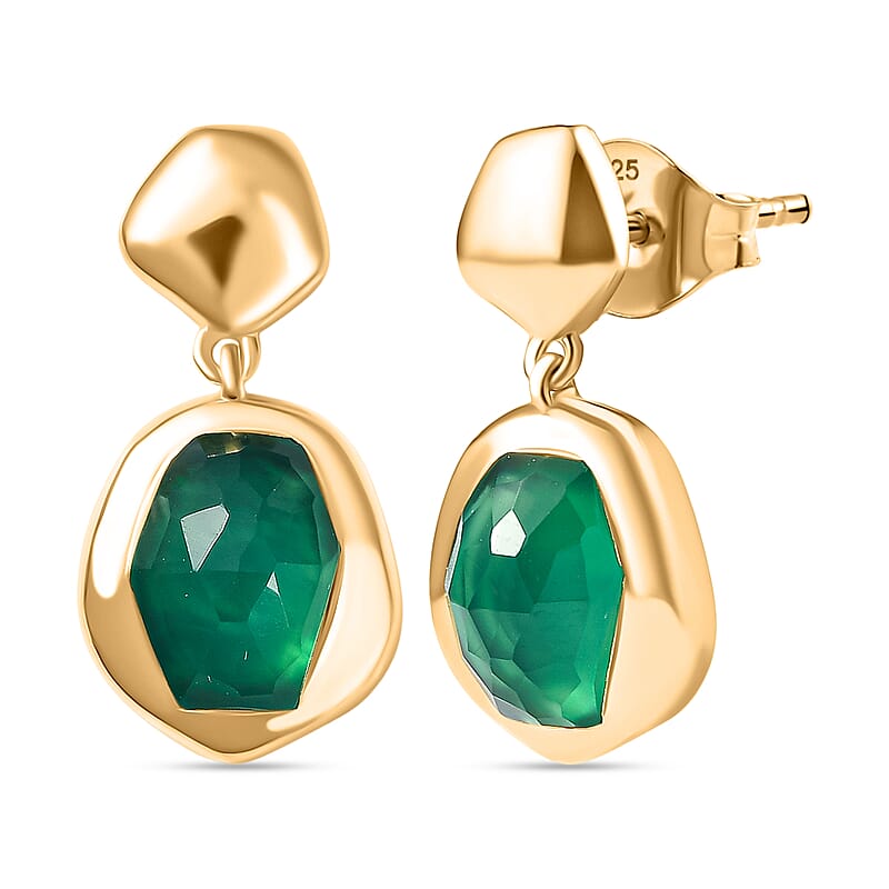 D'Joy Green Onyx 2.40 ctw Earrings in 18K YG Plated Sterling Silver