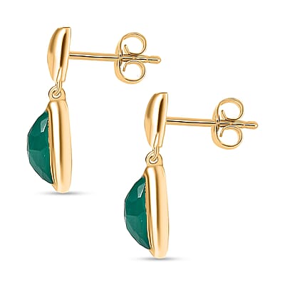 D'Joy Green Onyx 2.40 ctw Earrings in 18K YG Plated Sterling Silver
