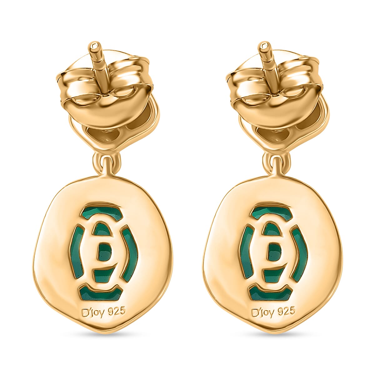 D'Joy Green Onyx 2.40 ctw Earrings in 18K YG Plated Sterling Silver